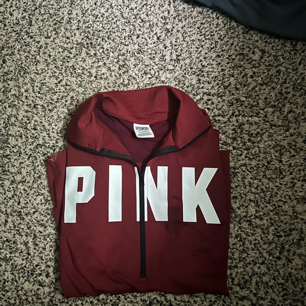 PINK Victoria's Secret Red Half-Zip Pullover